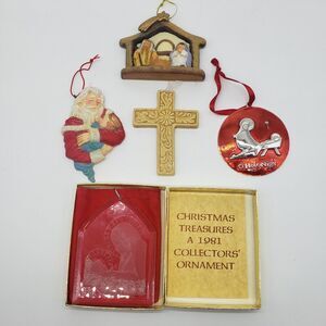 Lot of 5 Vintage Religious Christian Chrismas Tree Ornaments Bundle‎